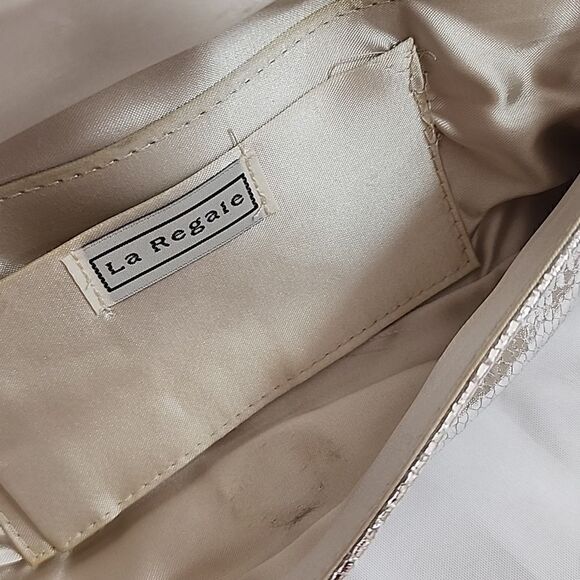 Vintage La Regale Faux Reptile Evening Bag Shiny Platinum - Picture 8 of 11